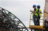 The creative team inspect the bridge