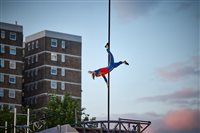 Pole work looks spectacular against the Dagenham skyline